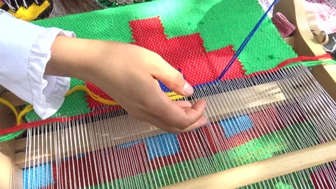 Handmade ethnic carpet embroidery. 스톡 동영상 206141015