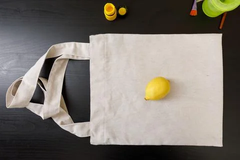 Handmade exclusive print pattern. diy Printing Stamps lemons on clothes. step-by Stock Photos