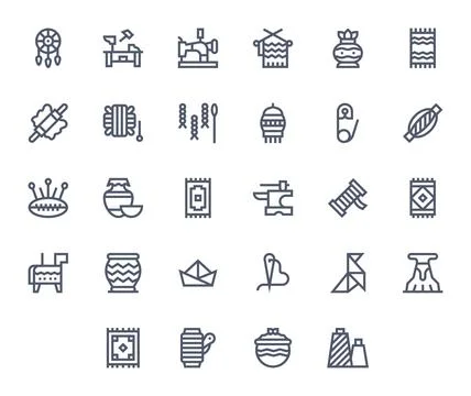 Handmade Exclusive Vector Set featuring 28 Bold Line Pixel Aligned High Res.. Stock Illustration