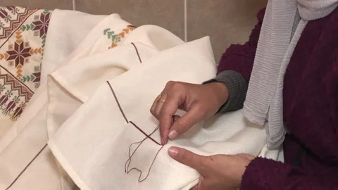 Handmade Fabric and Stitching Stock Footage 270247507