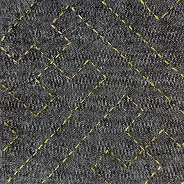 Handmade Fabric Sampler with Stitch Design. Stock Photos