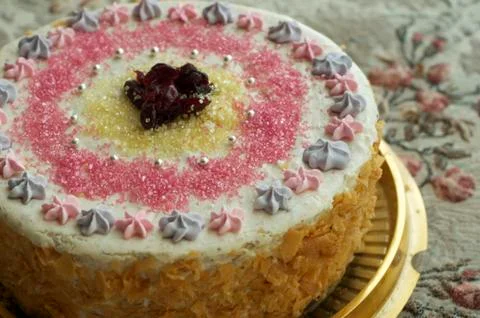 Handmade filbert cake Stock Photos