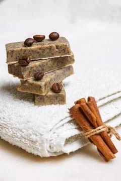 Handmade flavored soap bars Stock Photos