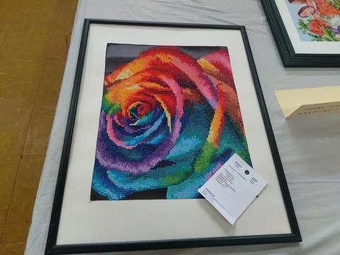 Handmade framed artwork of a flower Stock Photos