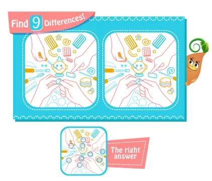 Handmade game 9 differences Stock Illustration