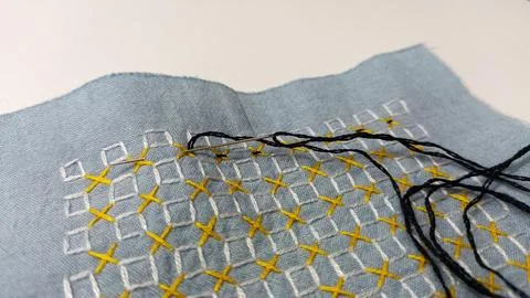 Handmade geometric embroidery pattern Stock Photos