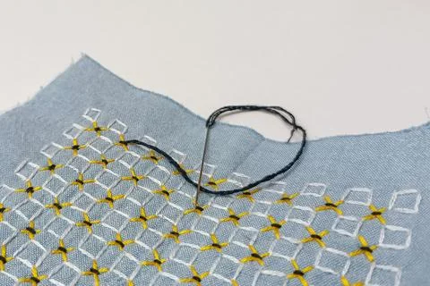 Handmade geometric embroidery pattern Stock Photos