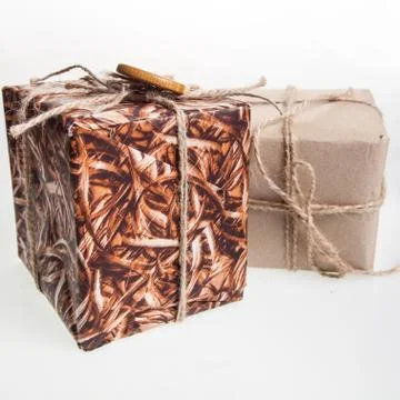 Handmade gift boxes for christmas celebration Stock Photos