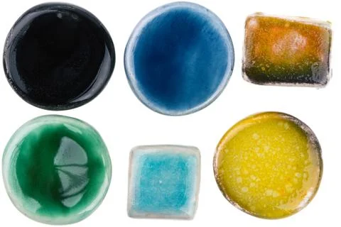 Handmade glazed ceramic elements Stockfoto's