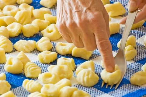 Handmade gnocchi Stock Photos