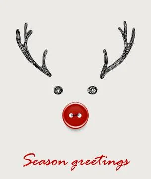 Handmade greeting vector card / banner with hand drawn deer and Season greetings Stock Illustration