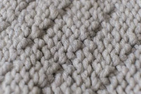 Handmade grey knitting wool texture background close up Stock Photos