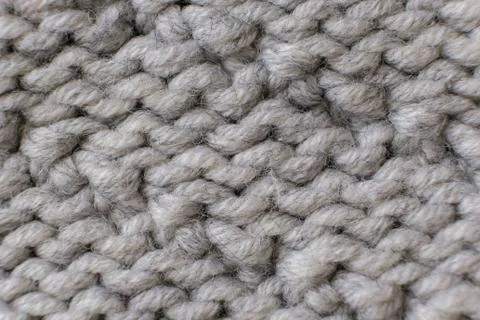 Handmade grey knitting wool texture background close up Stock Photos