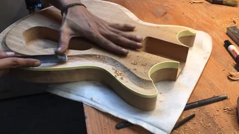 Handmade Guitar Making with Traditional Tools – Yogyakarta, Indonesia Stock-Footage 320892700