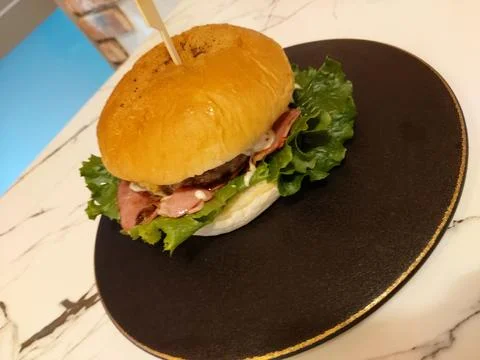 Handmade hamburger Stock Photos