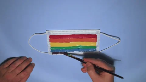 Handmade hand draw multicolored lines in the form of the LGBT flag Stock Footage 145546931