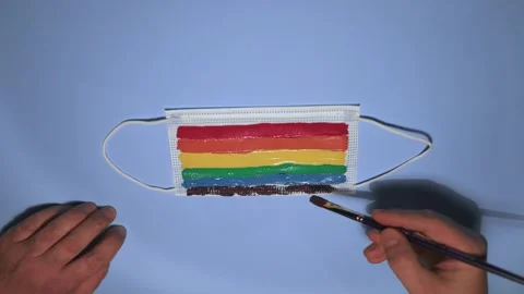 Handmade hand draw multicolored lines in the form of the LGBT flag Stock Footage 145546983