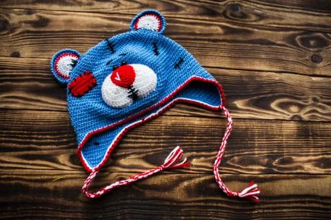Handmade hat teddy bear Stock Photos
