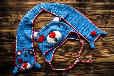 Handmade hat teddy bear Stock Photos