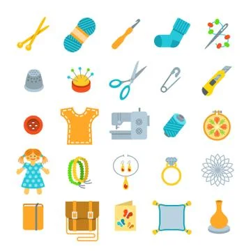 Handmade hobby activities vector flat icons イラスト素材