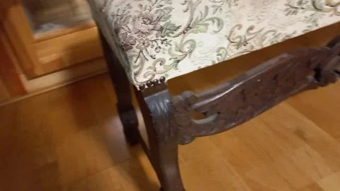 Handmade Inlay Bench Panning Private Interior Stock Footage 341772543
