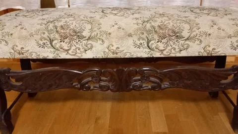 Handmade Inlay Bench Push In Private Interior Stock Footage 341772612