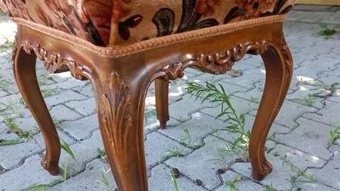 Handmade Inlay Velvet Stool Different Angle Carpenter Stock Footage 341757655
