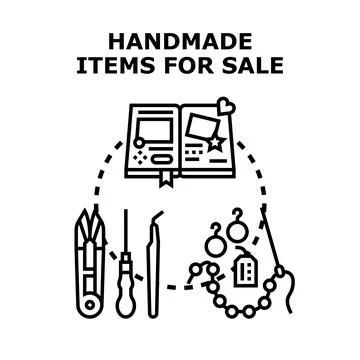 Handmade items for sale creative craft entrepreneurship concept Stock Illustration