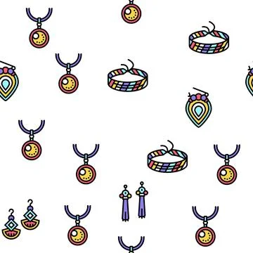 Handmade Jewellery Vector Seamless Pattern Illustrazione stock