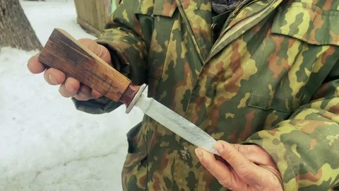 A handmade knife. Stock Footage 235621487