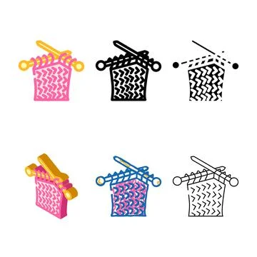 Handmade knit knitting styles wool color icon vector Иллюстрация