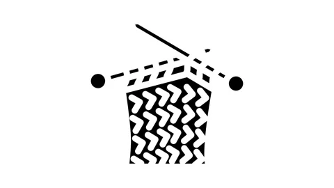Handmade knit knitting wool glyph icon animation Video stock 326744686