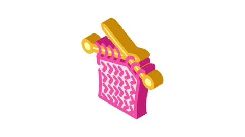 Handmade knit knitting wool isometric icon animation Stock Footage 327291903