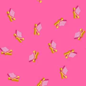 Handmade knit knitting wool isometric icon seamless pattern Stock Illustration