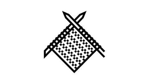 Handmade knit knitting wool line icon animation Stock Footage 326134216