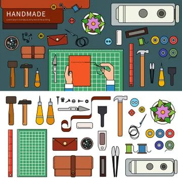 Handmade leather goods Stock Illustration