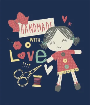Handmade with love Stock Illustration