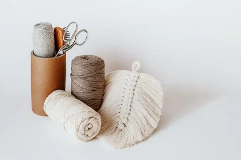Handmade macrame braiding. Stock Photos