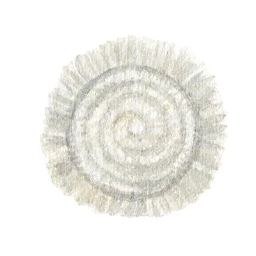 Handmade macrame sun cotton wall decoration Watercolor illustration on white Stock Illustration