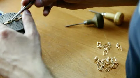Handmade. making gold pendant. Stock Footage 19051289