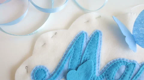 Handmade. Making named Maxim. Sewing Video stock 67548818