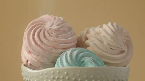 Handmade marshmallows sprinkled with powdered Stock Footage 148534270
