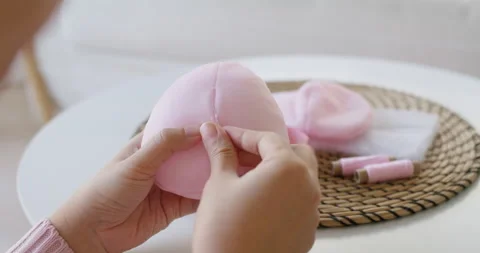 Handmade mastectomy prosthesis breast form post cancer surgery charity 스톡 동영상 162332376