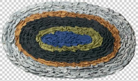 Handmade mat with patchwork fabrics pattern isolated Foto stock