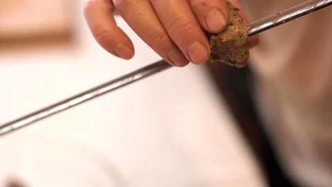 Handmade meat on a spit Stock Footage 102794543