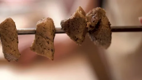 Handmade meat on a spit Видео 102794684