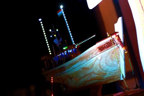 The handmade model of a ship. Stock Photos