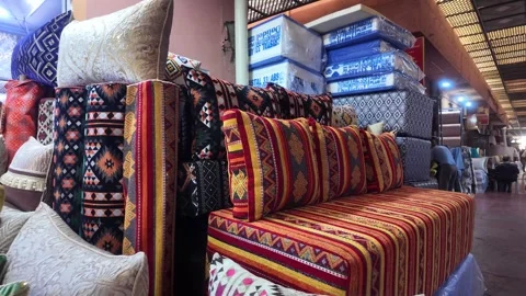Handmade Moroccan Carpets at Souk El Had, Agadir, Morocco: 26-07-2024 Stock-Footage 280783176