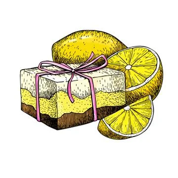 Handmade natural soap. Vector hand drawn illustration of organic cosmetic wit Stock Illustration