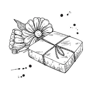 Handmade natural soap. Vector hand drawn illustration of organic cosmetic with Stock Illustration